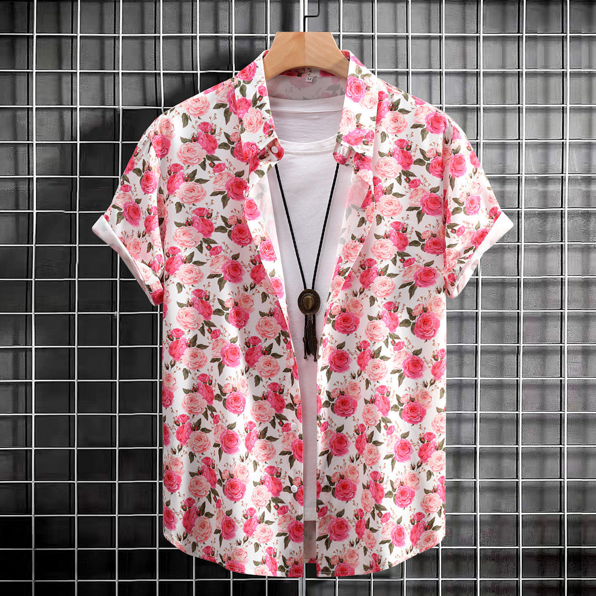 Mens Digital-Print Short-Sleeve Shirt