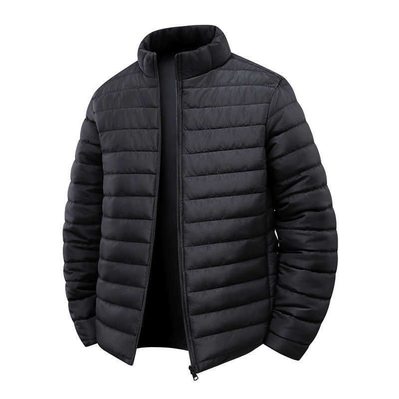 Unisex Winter Cotton-padded Coat With A Stand-up Collar Windproof And Extra-lined For Warmth
