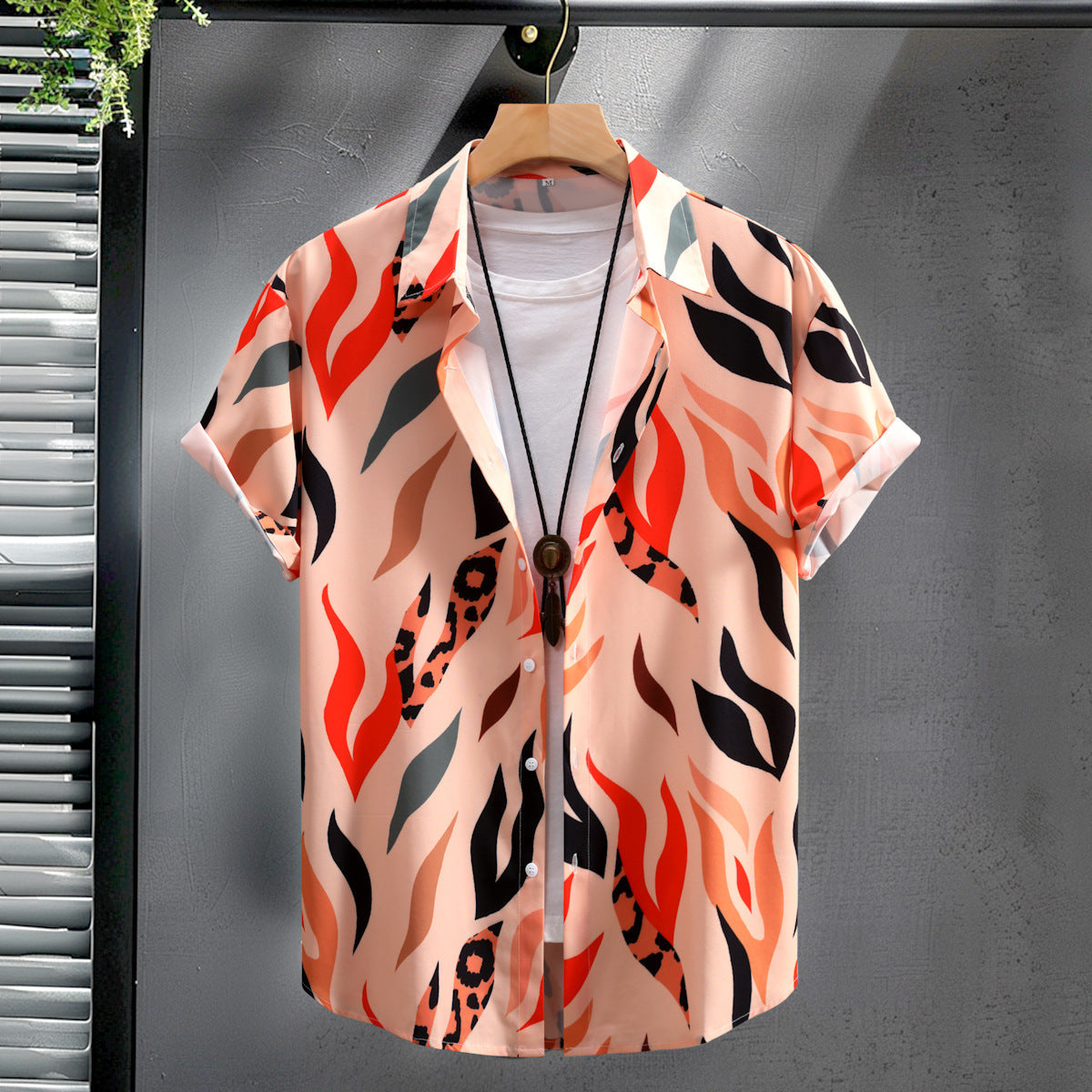 Mens Digital-Print Short-Sleeve Shirt